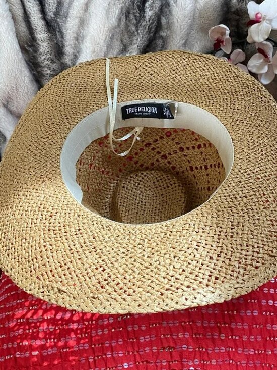 NEW! TRUE RELIGION UNISEX COWBOY SUN HAT SHELLS TURQUOISE main image 4